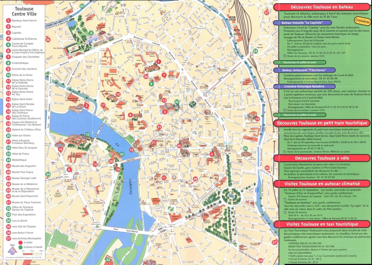 Toulouse atraksyon kat jeyografik