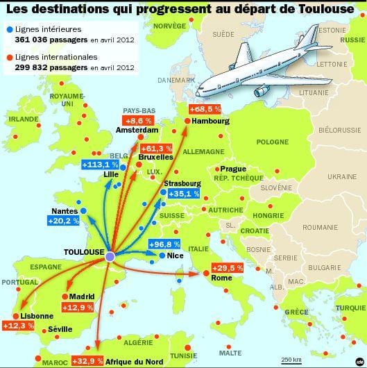 kat jeyografik nan Toulouse destinasyon ayewopò