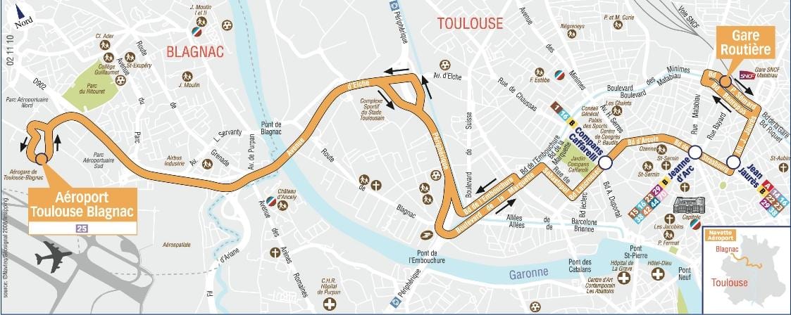 kat jeyografik nan Toulouse ayewopò navèt wout