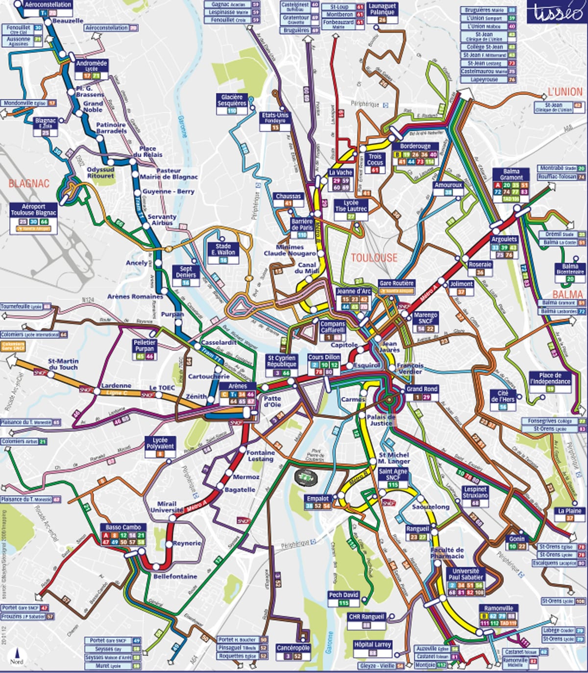 Toulouse otobis wout kat jeyografik