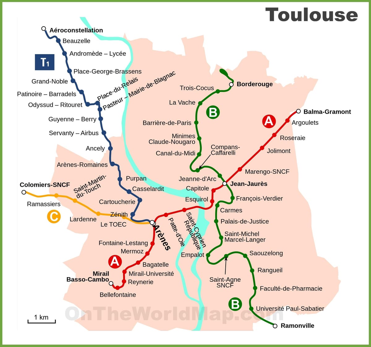 Toulouse anba tè kat jeyografik